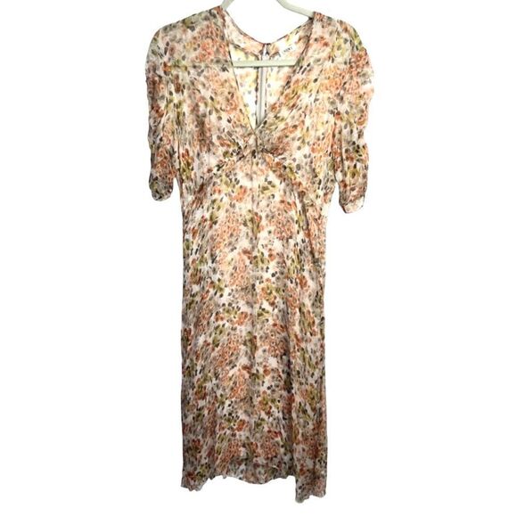 L'AGENCE Orange Fall Floral Print Knee-Length Midi Dress - Picture 4 of 16